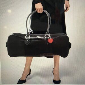 Marc Jacobs Nuala Yoga Bag Black Canvas & Leather Satchel 24" Satchel